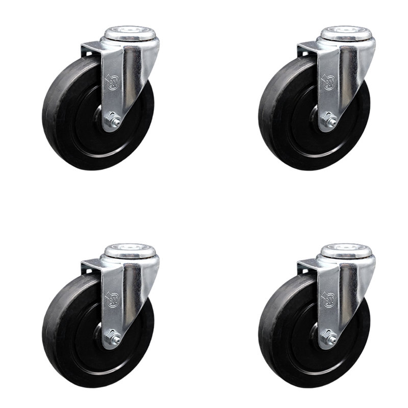 SS Soft Rubber Wheel Swivel Bolt Hole Caster Set Service Caster Brand