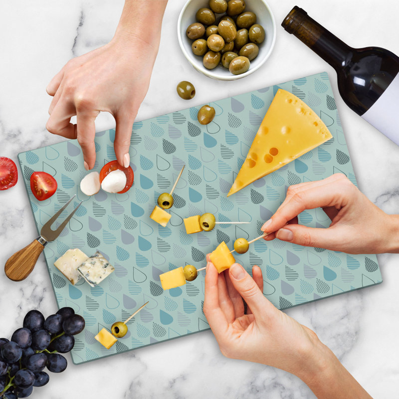 Ambesonne White Cutting Board Large Size Droplets Multicolor