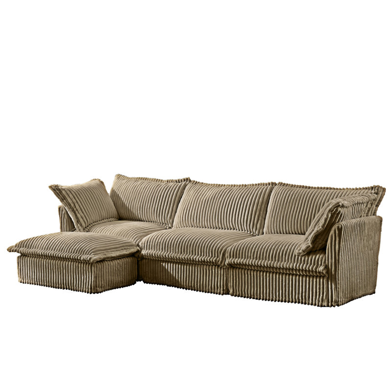 Canapé modulaire en L, H 34,6 po x l 120 po x P 33 po, Chameau