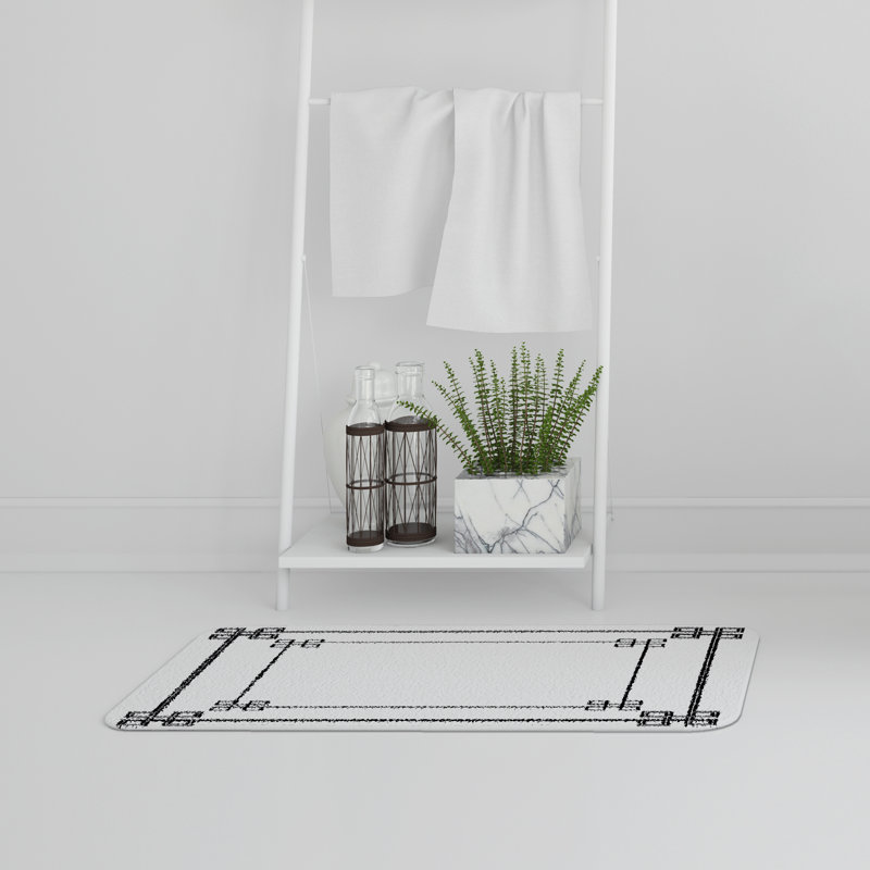Key Non-Slip Backing Bath Rug, Oriental Zen Border