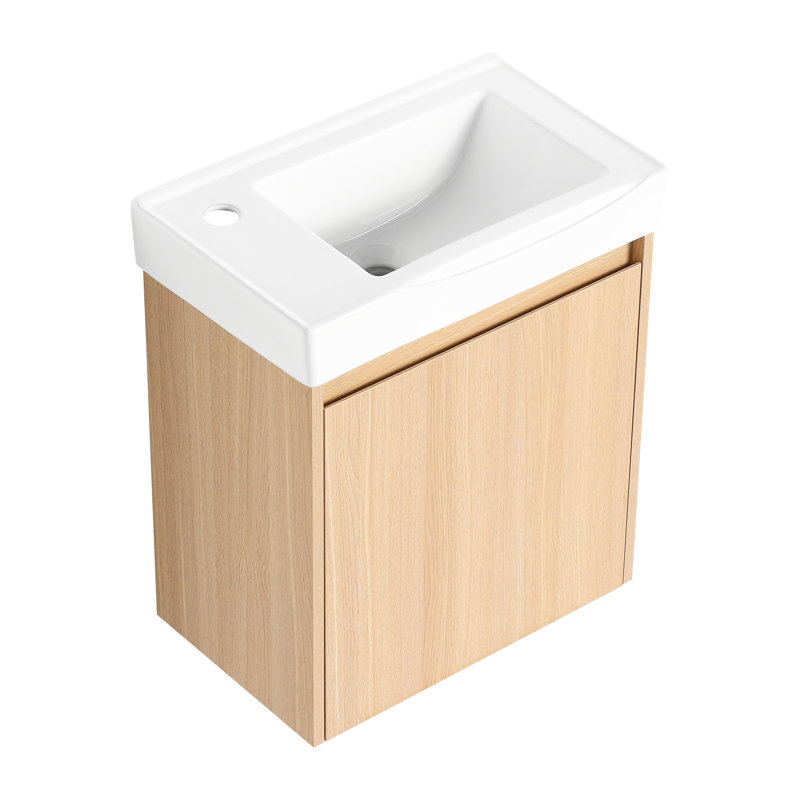 Meuble-lavabo moderne avec armoire et rangement de 20 po - Porte de lavabo en céramique au design épuré