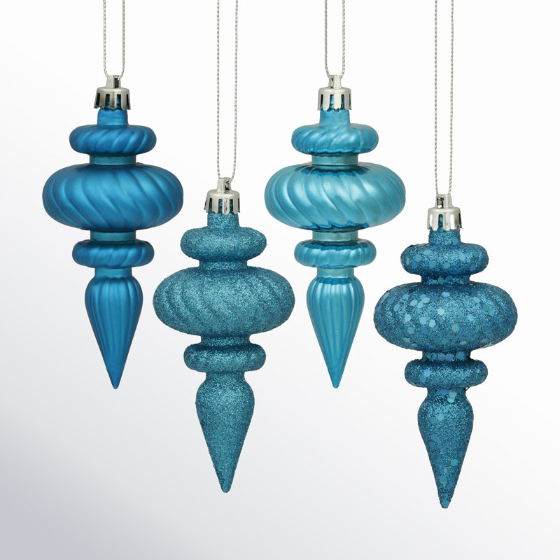 4" Shatterproof Finial Ornament, Turquoise
