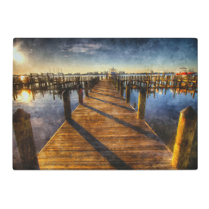 Jetty over the Lake Painting Chopping Board, 0.4cm H x 20cm W x 28.5cm L