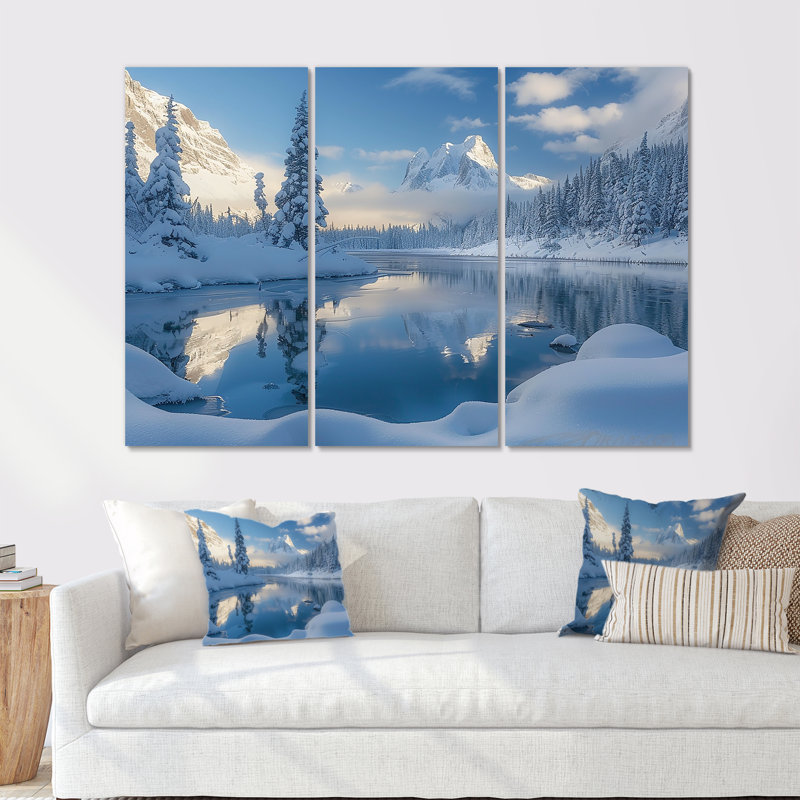 Chavira - Ensemble de décorations murales paysage d'hiver, Toile tendue, H 40 po x l 60 po x P 1 po