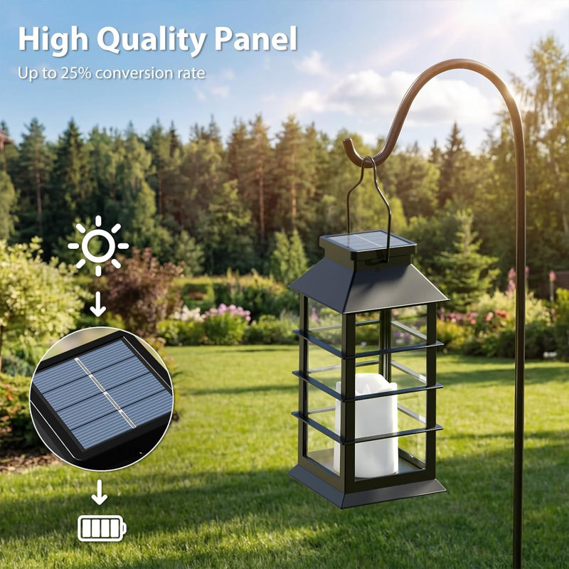 Lot de 4 lanternes solaires suspendues d'extérieur AWW avec lumière chaude effet flamme, lanternes solaires décoratives pour terrasse, jardin et cour
