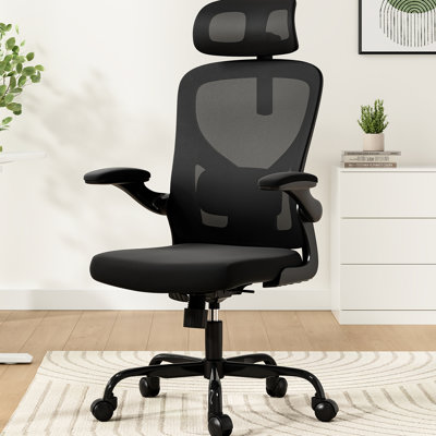 Ergonomic Mesh Chair With , Lumbar Support, And 90 - 120 Rocking, Black, Suitable For Home Comfortable Adjustable Lumbar, Elastic Sponge, Black Gaming Room