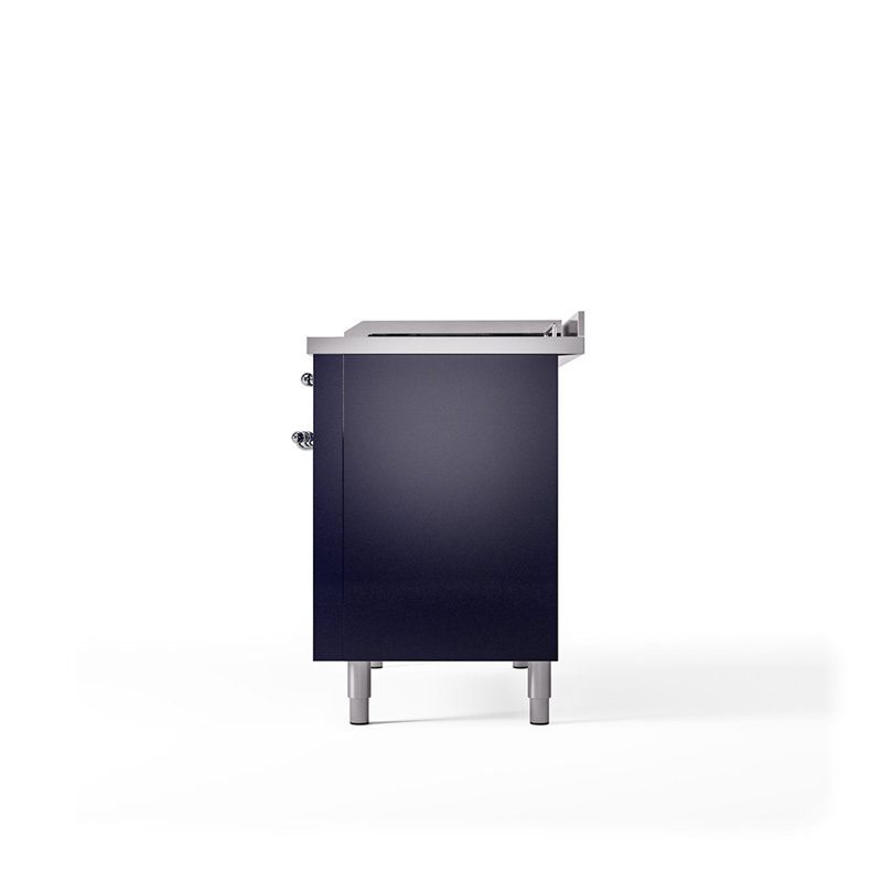 ILVE Nostalgie II 48 in Dual Fuel Range, 5 Burner, Griddle, Frenchtop, Liquid Propane, Midnight Blue/Chrome