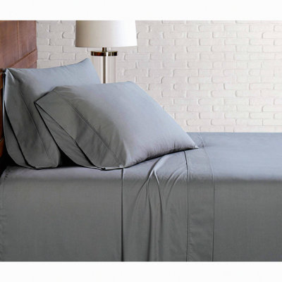 Luxury Grey Percale Cotton Sheet Set - Breathable, Soft, and Durable Bedding for a Restful Night's Sleep - Queen Size Sheets for Ultimate Comfort