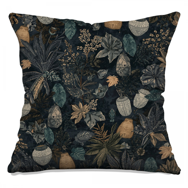 Coussins décoratifs à feuilles et vases tropicaux, 26 x 26 pouces