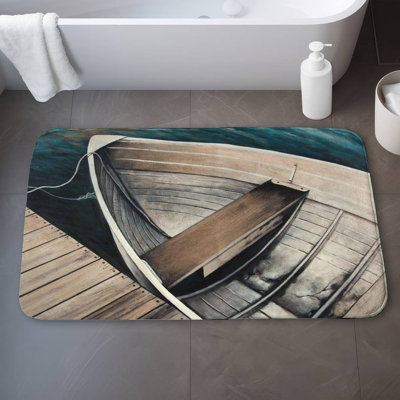 Abandoned rowboats Bath Mat with Non-Slip Backing - Quick Dry Memory Foam Bathroom Rug - Absorbent - Modern Plush Spa-Style - Machine Washable