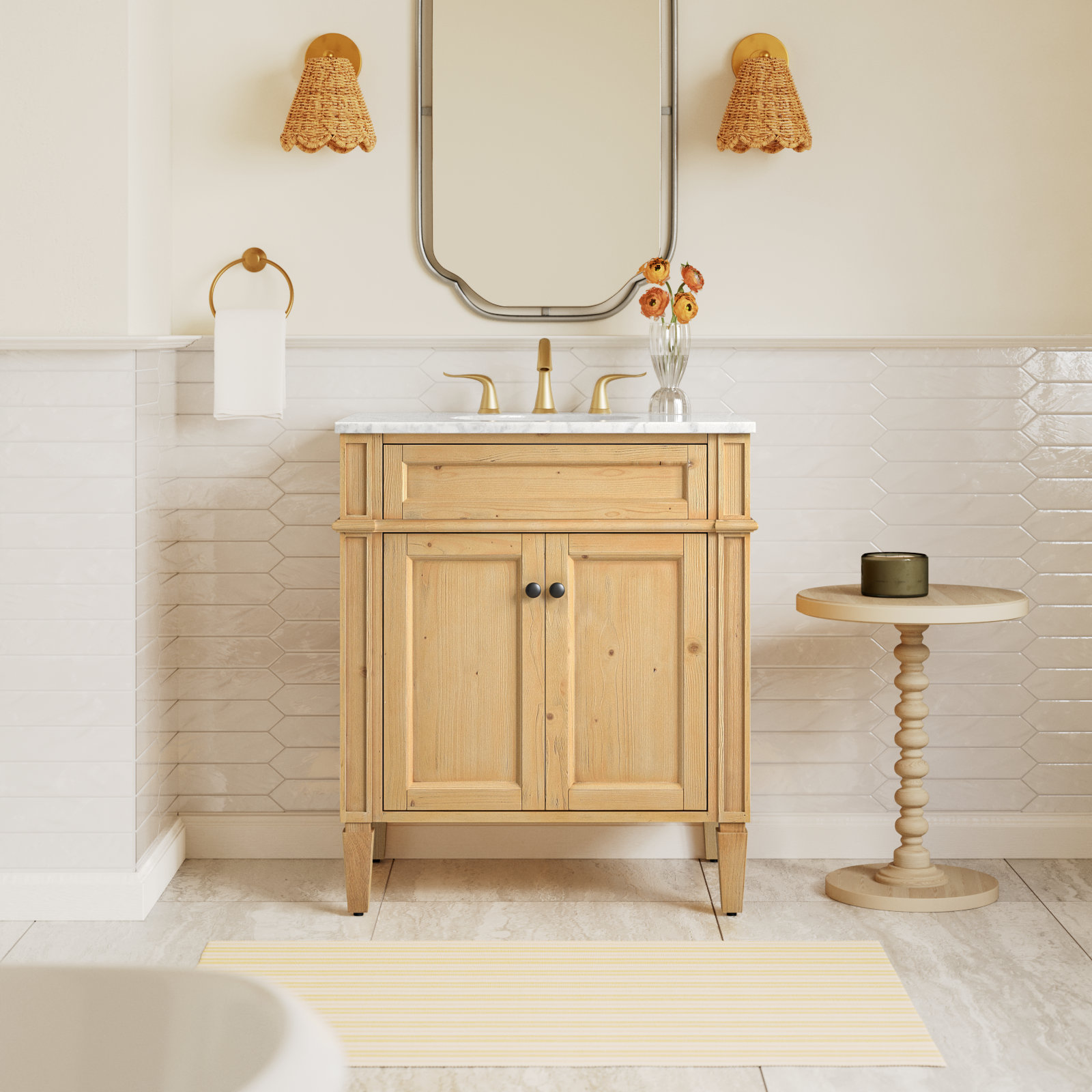 Rivers 30'' Single Bathroom Vanity, Natural Wood