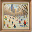 «Winter City Park Sledding Scene Wall Decor», reproduction d'art sur toile encadrée-1310708194-1310708195