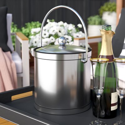 Dajavette 3 Qt Ice Bucket with Lucite Cover in Brushed Chrome -  House of Hampton®, B48A5882B9E146A79593AD2CEC05767C