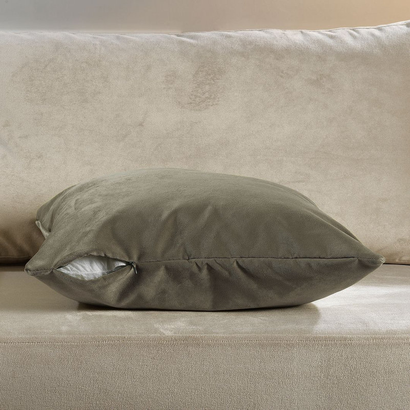 Matte Velvet Cushion Cover - 1 Pc, 41cm x 41cm, Khaki