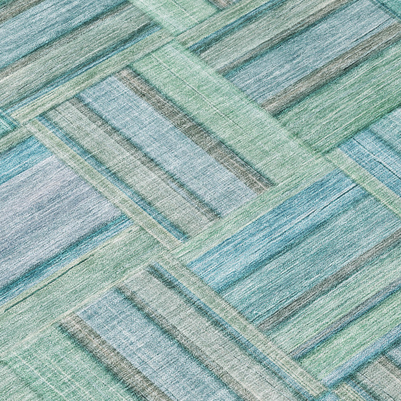 Machine Washable Indoor/Outdoor Chantille ACN2802 Geometric Rug, Teal, 10' x 14'