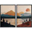 «Mid-Century Modern Brown Mountain Lake Landscape Decor», art mural, impression sur toile, 2 pièces-99016289-99016291