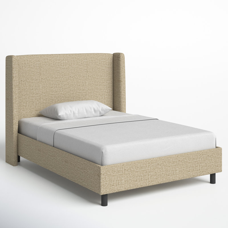 Tilly Upholstered Low Profile Platform Bed, Twin, Zuma Natural Textured Linen