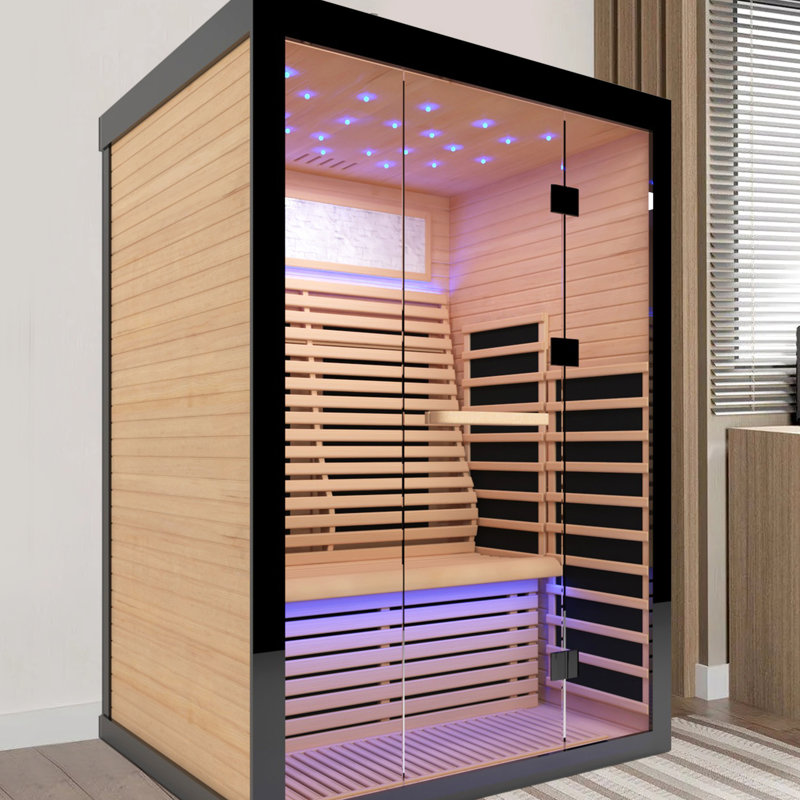 2 Person Far Infrared Home Of Hemlock, 2160w Power, 30 - 65 Degrees Celsius Temperature Range, Starry Sky And Colorful Lighting, Promote Well Being Detox Relaxation