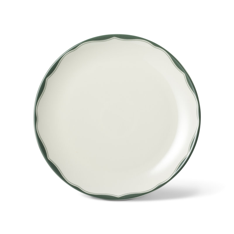 Sage and White Porcelain 12-Piece Dinnerware Set for 4