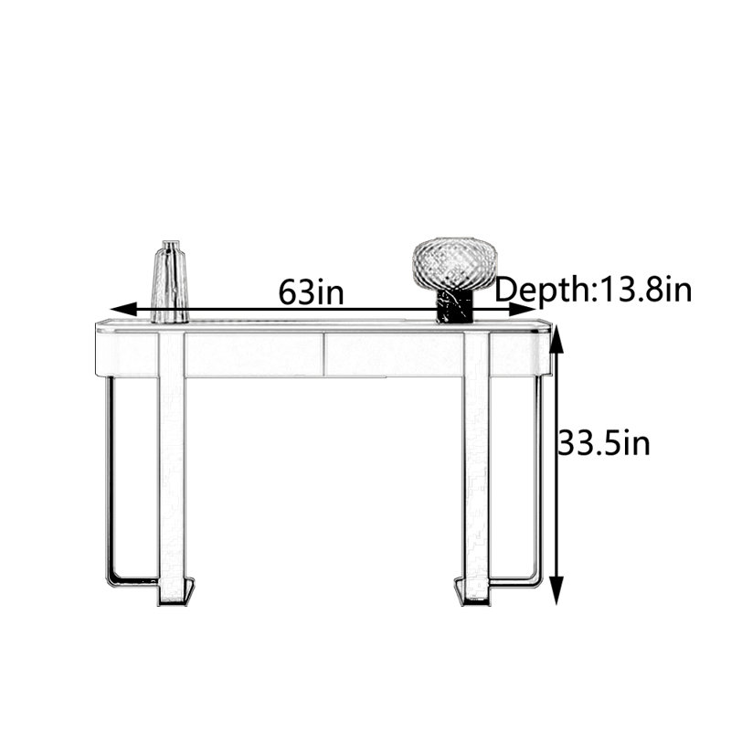 Console Luxury, Or champagne, H 33,5 po x l 63 po x P 13,8 po, Blanc