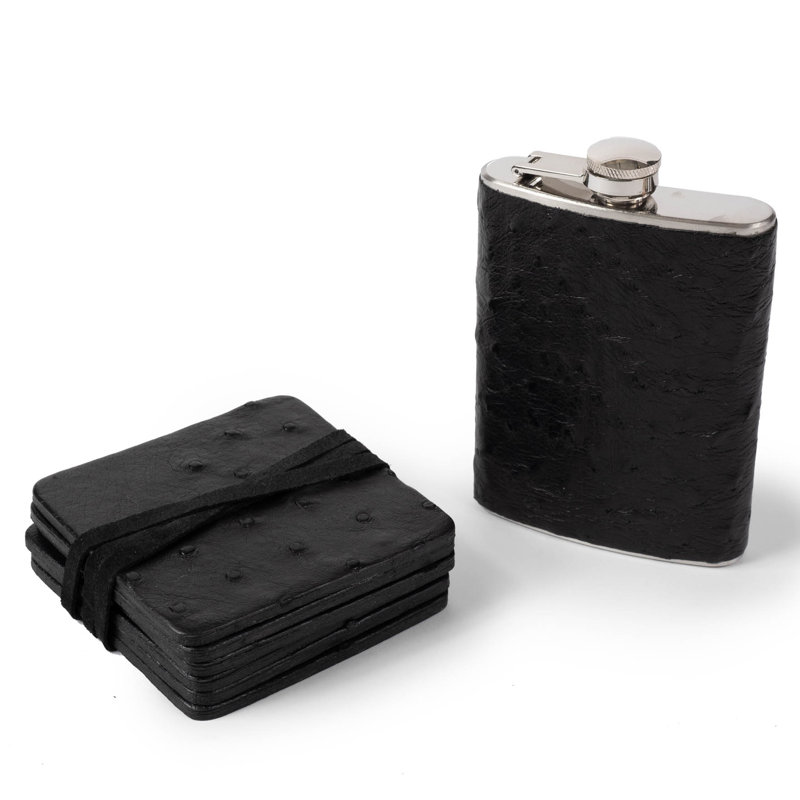 Genuine Leather Coasters, Black
