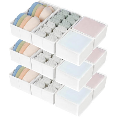 Drawer Organizers And Storage Bins, 12-Pack Fabric Dresser Dividers For Clothes, Baby Items, Socks, Underwear, And Accessories