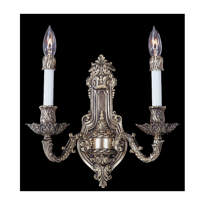 Lampe murale bougie 2 lumières Wym, Laiton français