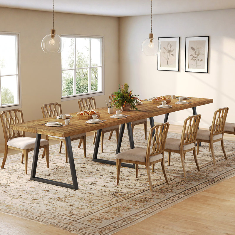 63" Solid Wood Rectangle Dining Table for 6, Brown