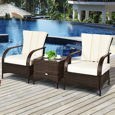 Bashaw 3 Piece Rattan Seating Group with Cushions by Bay Isle Home