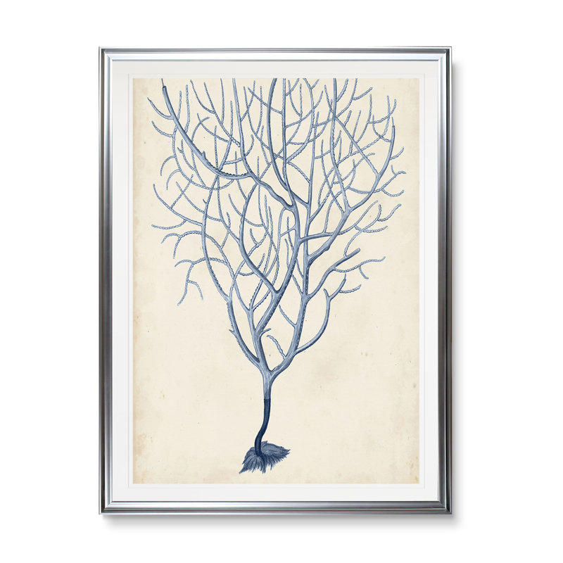 « indigo corail iii », impression, H 24 po x l 20 po x P 1,5 po, Cadre argenté