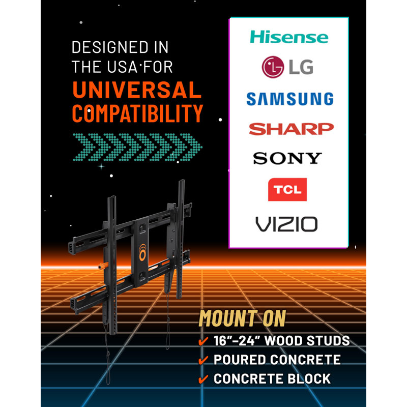 Black Steel Low Profile Tilting Wall Mount for 40"-90" TVs
