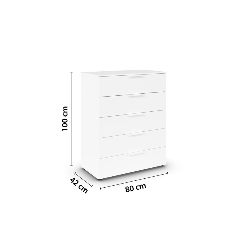 Flipp 5 - Drawer Chest of Drawers, Alpine White/White