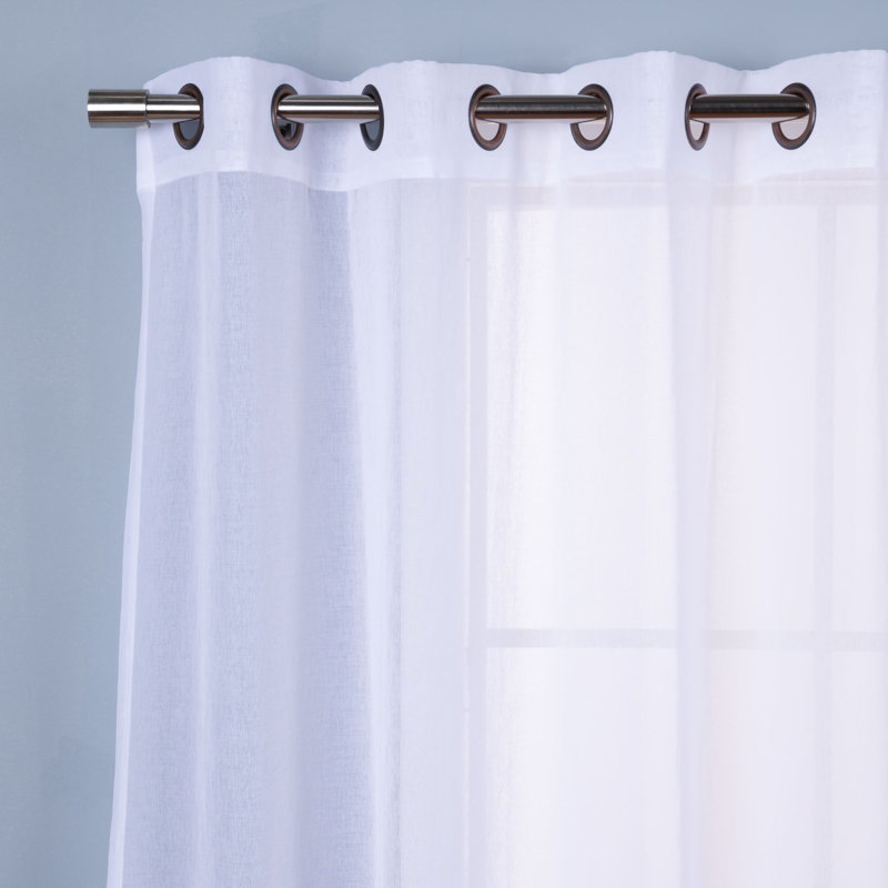 Paire de rideaux transparents avec œillets Amarely, Blanc, L 52 po x L 96 po