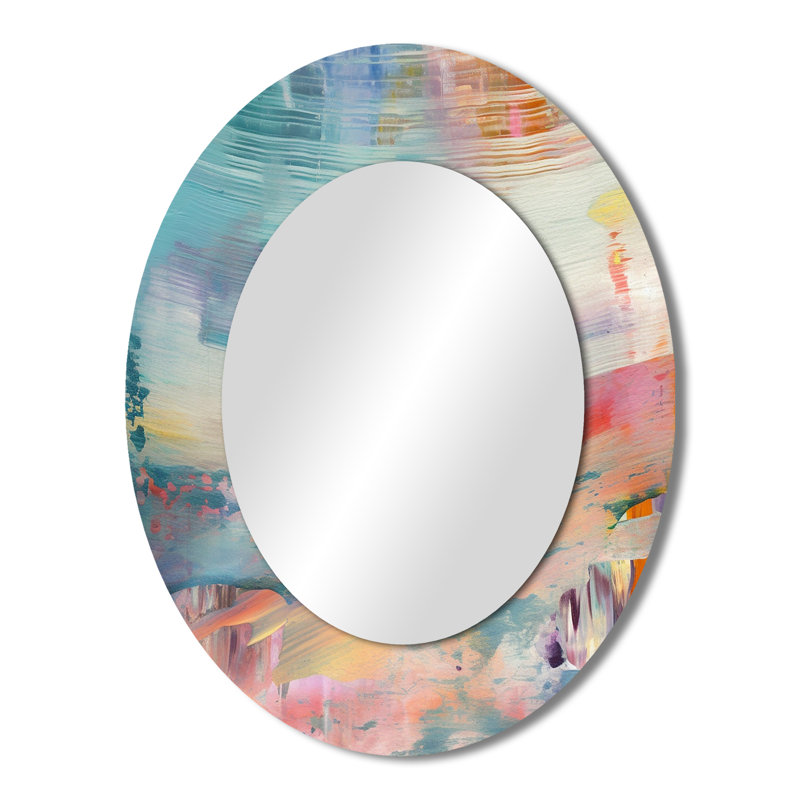 Spring Miracles In Tender Retro Pastel I - Pink Oval Wall Mirror Decor, 43" x 33"