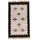 Hand Knotted Wool Area Rug in Beige And Brown