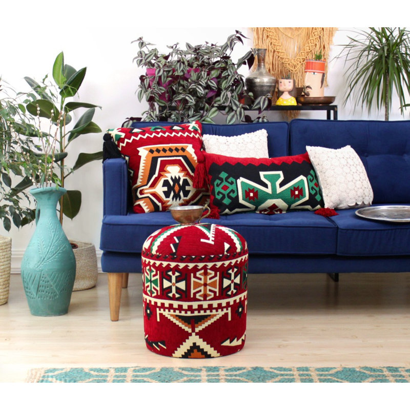 Cetronia 40cm Wide Round Geometric Pouf Ottoman