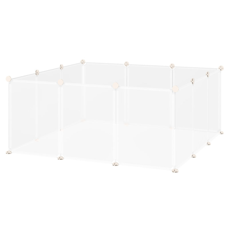 Clôture en plastique portative 12 panneaux pour lapins Chinchilla cochon d'Inde PawHut