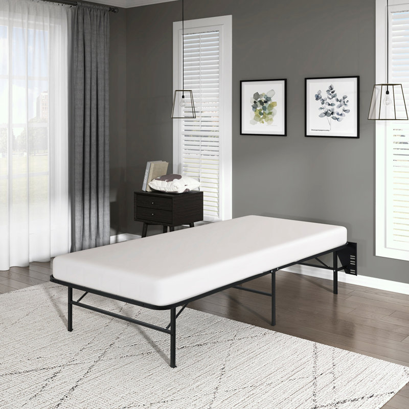 Black Metal Platform Foldable Bed Frame Twin Size