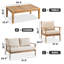 Ensemble de conversation de patio 4 pièces en bois massif avec coussins-321248725