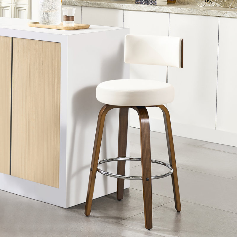 Swivel Upholsered Counter & Bar Stool, White, Bar Stool (29" Seat Height)