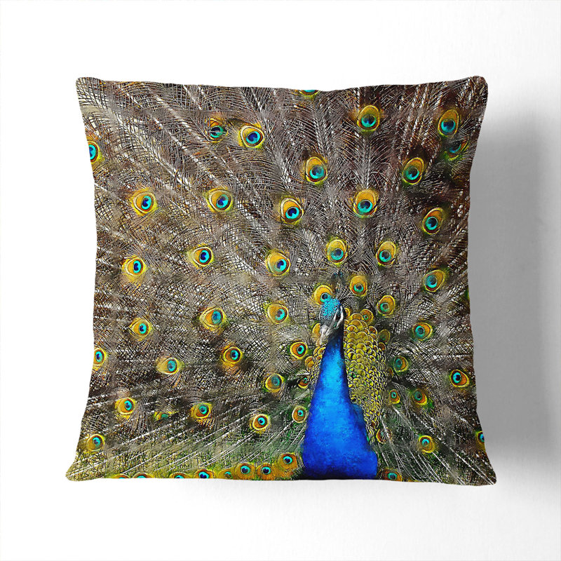 Peacock Vol.1 Painting Square Throw Cushion, Black, 40cm H x 40cm W x 15cm D