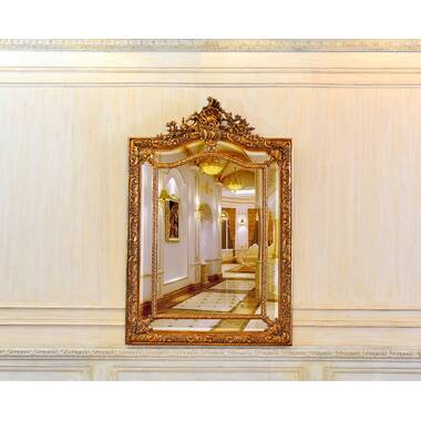 Daylan Wood Framed Wall Mounted Accent Mirror in Gold House of Hampton