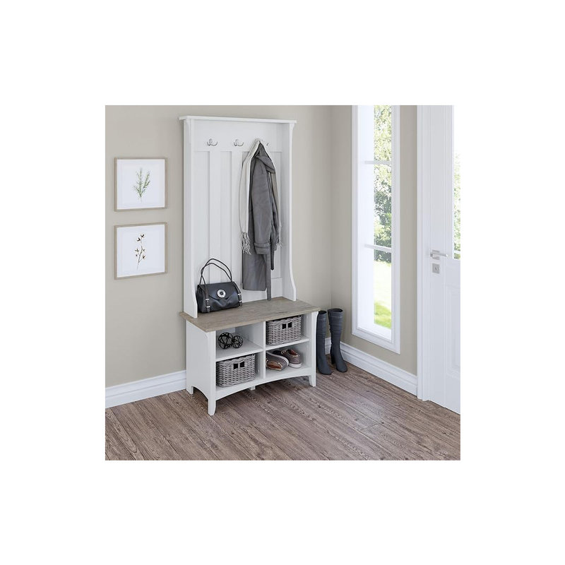 Portemanteau avec banc et rangement pour chaussures, Blanc