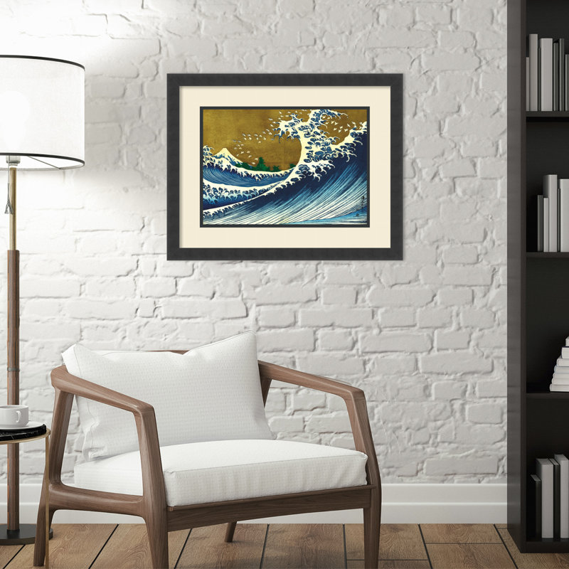 «Big Wave (From 100 Views of Mt. Fuji)» par Katsushika Hokusai, reproduction d'art encadrée