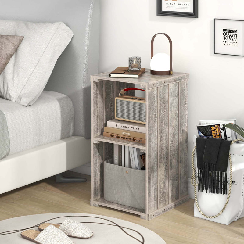  1 Pcs 2-cube Storage Shelf Slatted Paulownia Wood Cubic Organizer With Open Back, Brown
