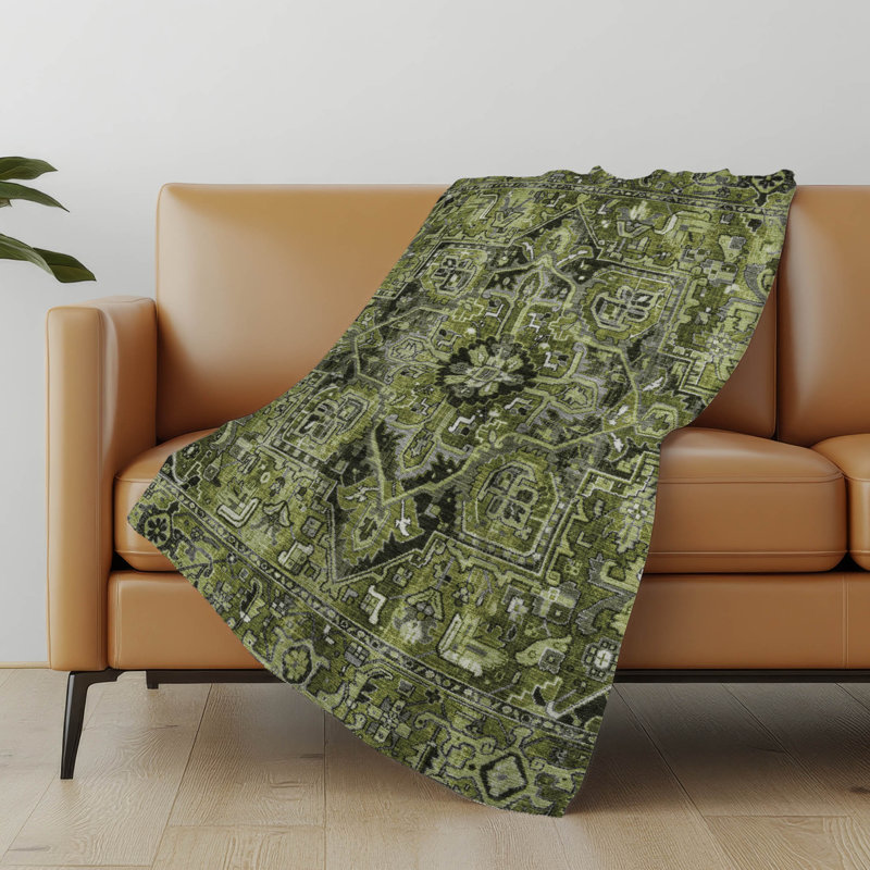 Jeté oriental en sherpa Addison, Olive