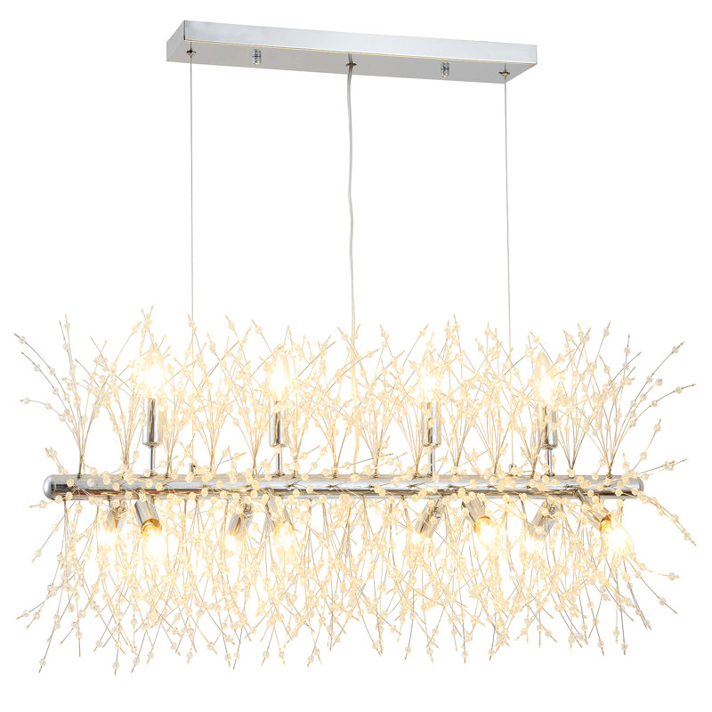 Volkan 12 - Light 36 Inch Dimmable Kitchen Island Chandelier, Chrome