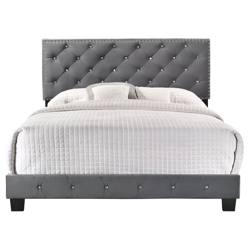 Lit double transitionnel gris avec rangement, Lit double, Gris