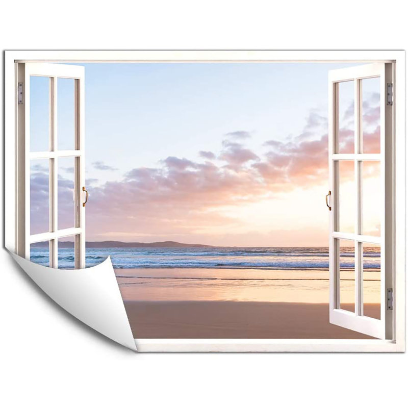Magnifique nuages et plage au coucher du soleil, murale, L 32 po x l 24 po