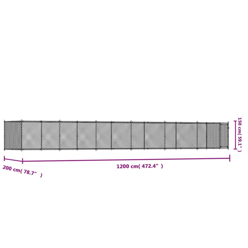 Alejandra 150cm H Steel Yard Kennel, 150 H x 1200 W x 200 D cm